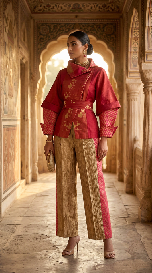 Customised Chanderi Anarkali set