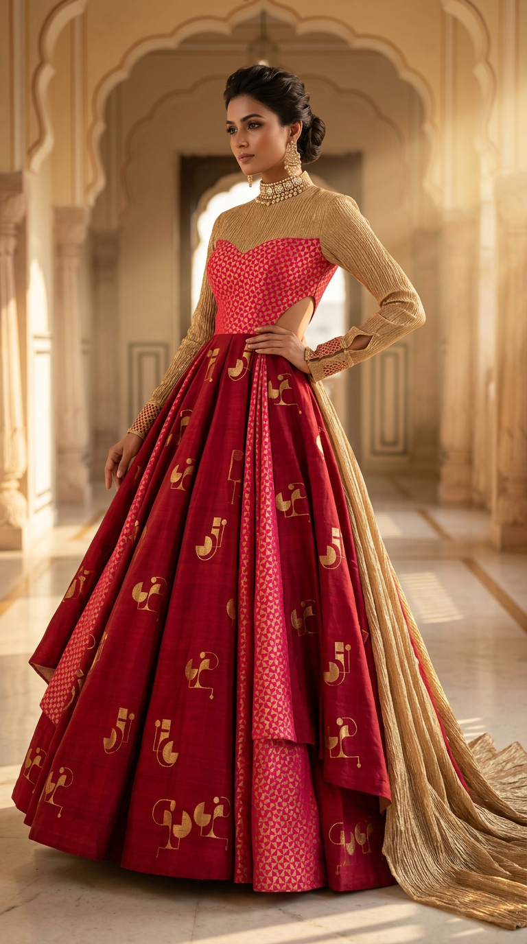 Customised Chanderi Anarkali set