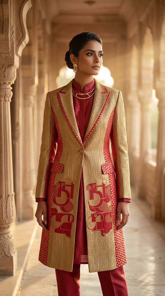 Customised Chanderi Anarkali set