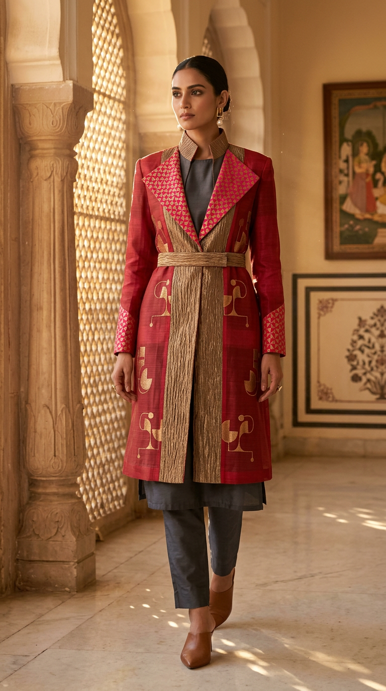 Customised Chanderi Anarkali set