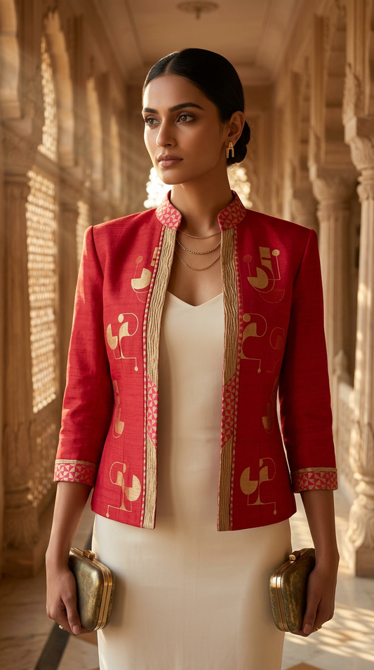 Customised Chanderi Anarkali set