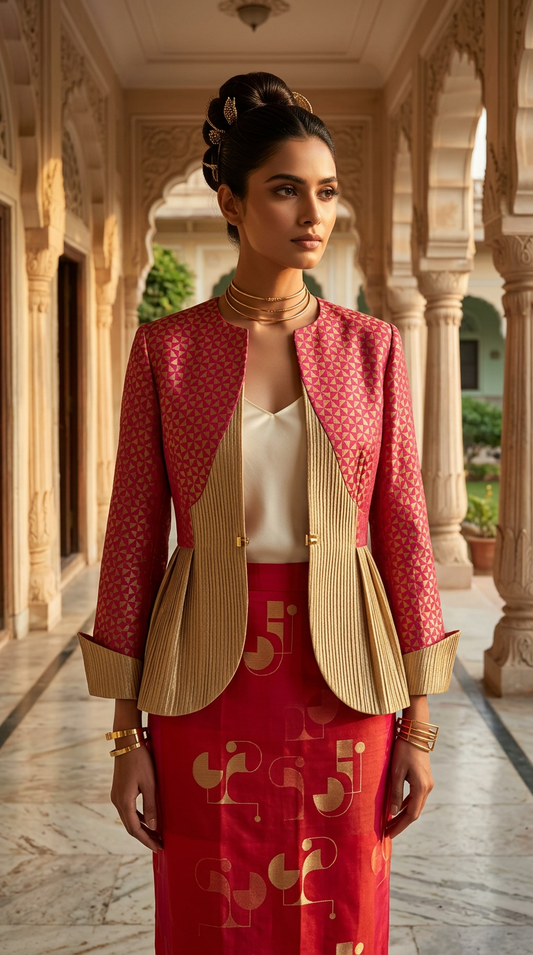 Customised Chanderi Anarkali set