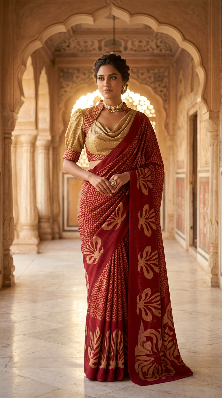 Customised Chanderi Anarkali set