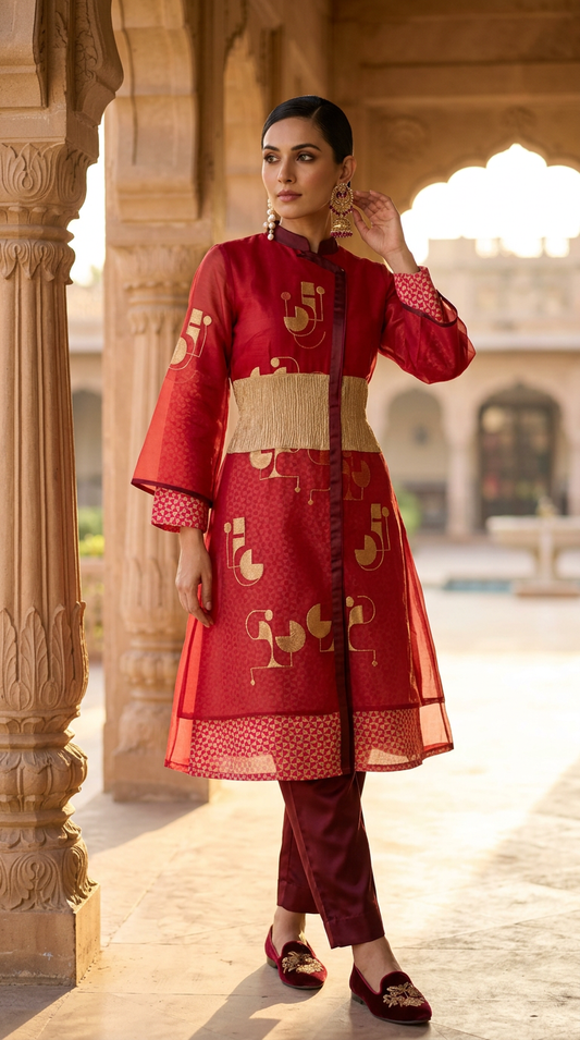 Customised Chanderi Anarkali set