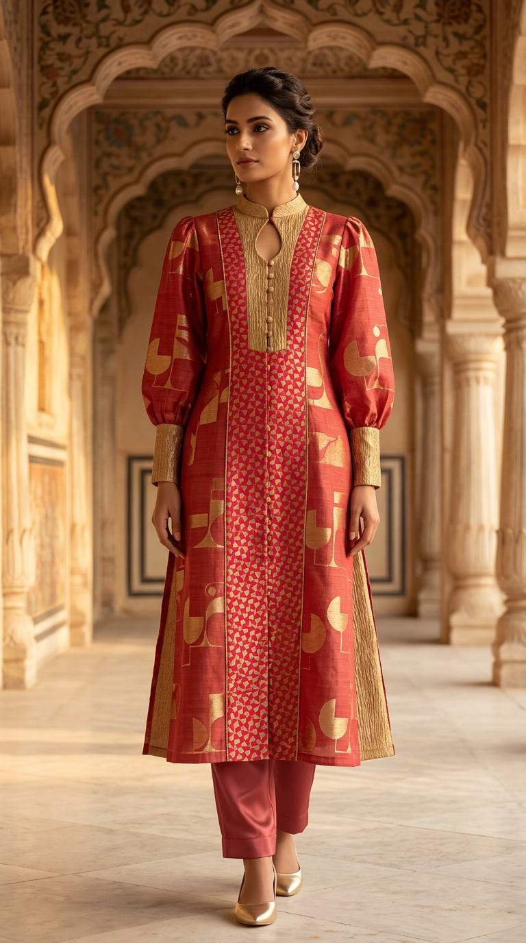 Customised Chanderi Anarkali set