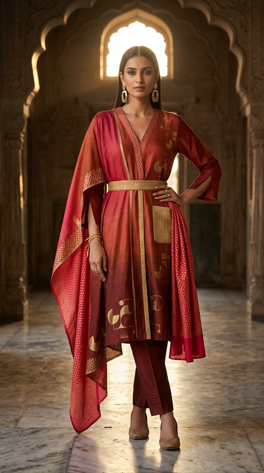 Customised Chanderi Anarkali set