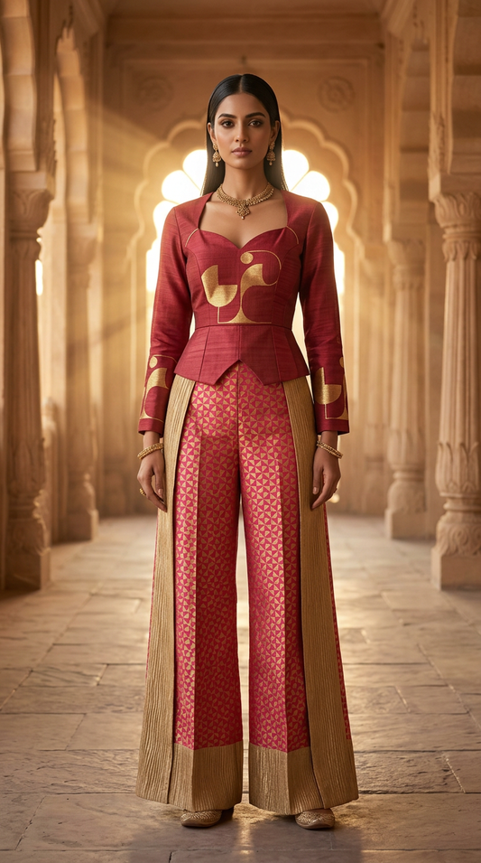 Customised Chanderi Anarkali set
