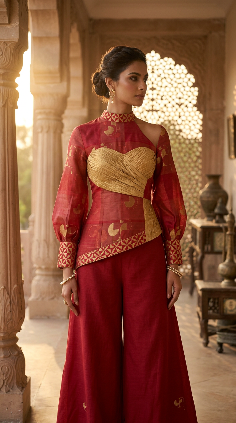 Customised Chanderi Anarkali set