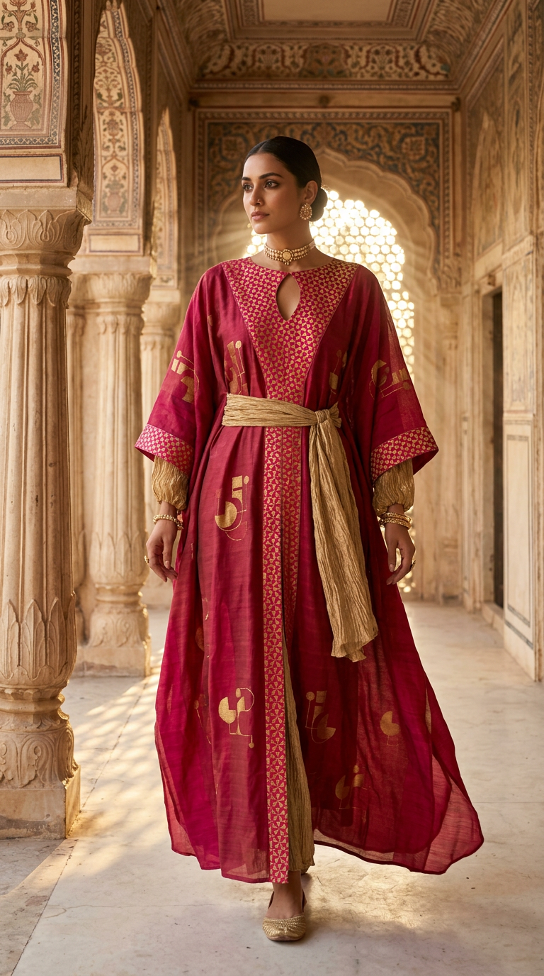 Customised Chanderi Anarkali set