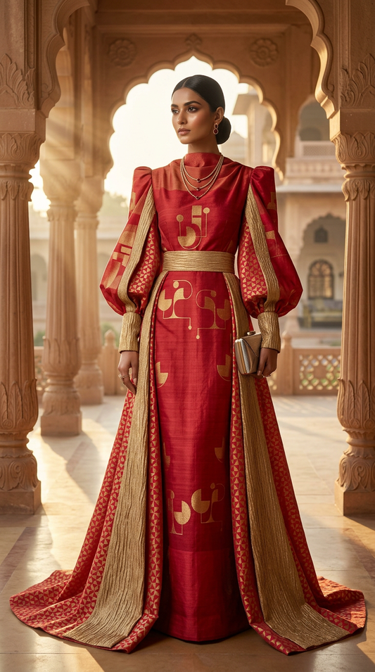 Customised Chanderi Anarkali set