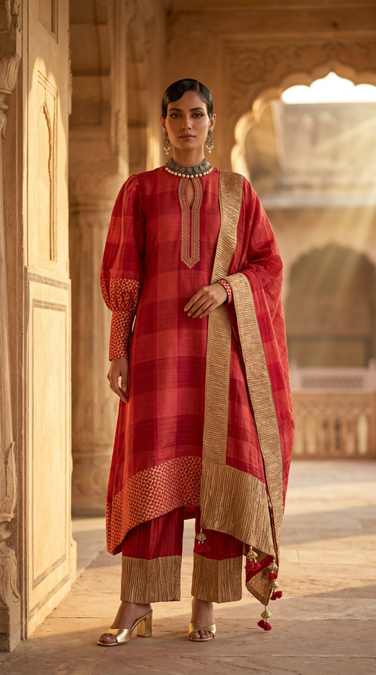 Customised Chanderi Anarkali set