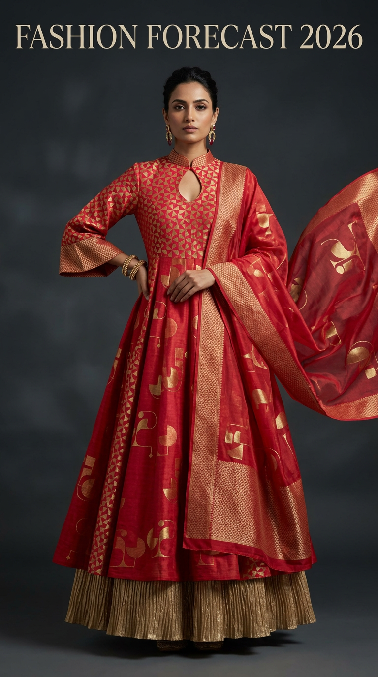 Customised Chanderi Anarkali set