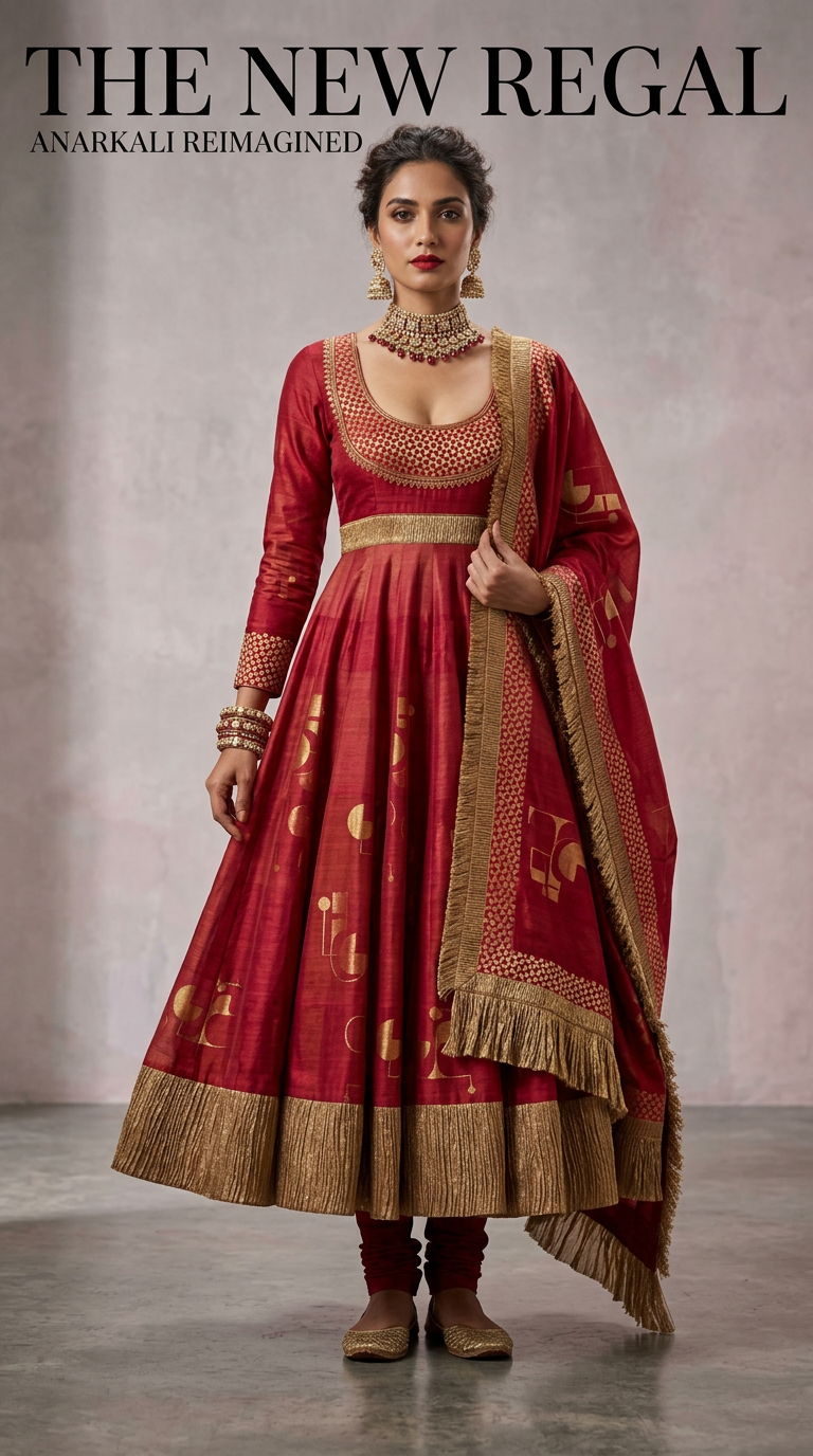 Customised Chanderi Anarkali set