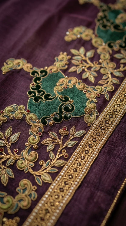 Customised Chanderi Embroidered set
