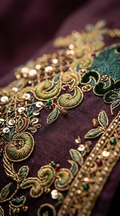 Customised Chanderi Embroidered set