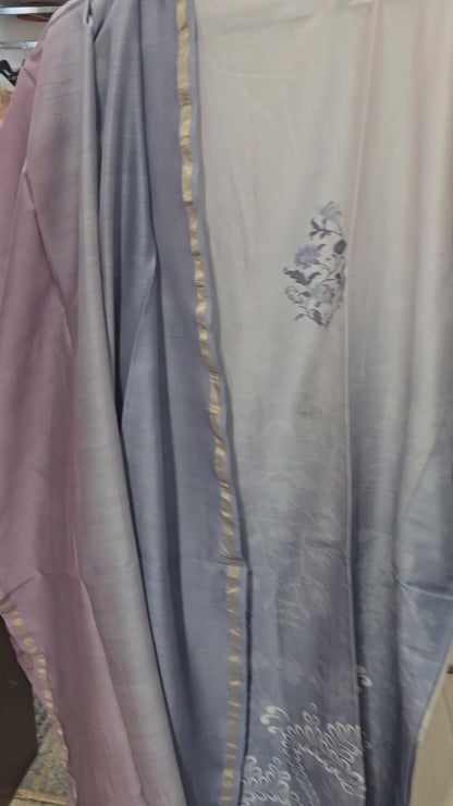 Semi Stitched Chanderi Printed kurta