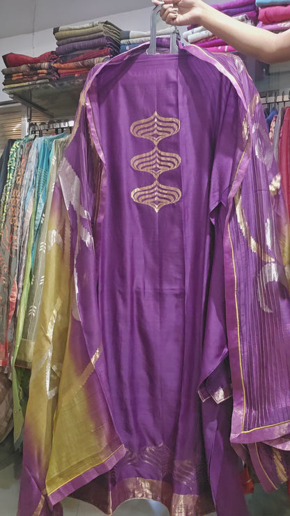 Semi Stitched Chanderi kurta