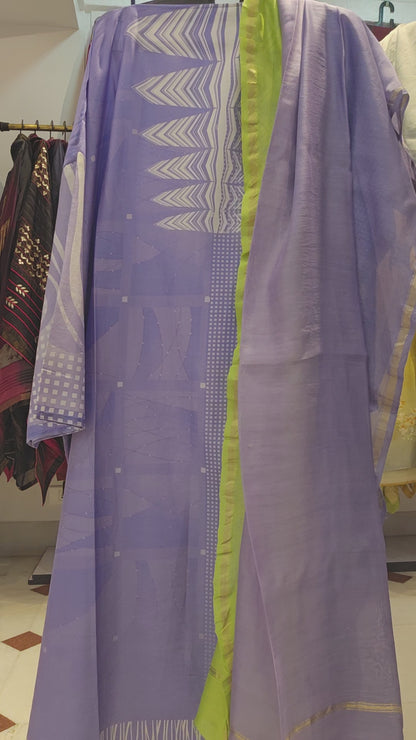 Semistitched chanderi printed kurta