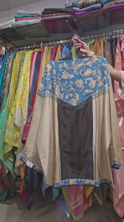 Semistitched Chanderi Kalamkari Short Tunic