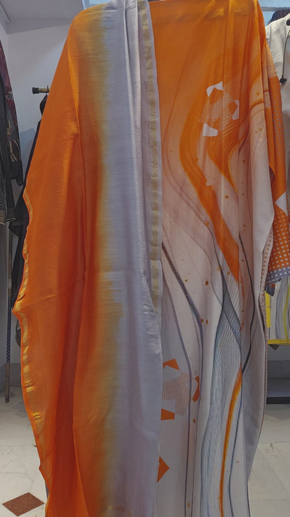 Semi Stitched Chanderi Casual Suitset