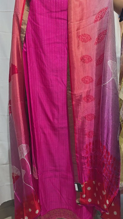 Semi Stitched Chanderi Formal Suitset