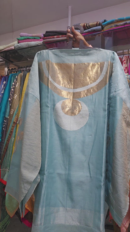 Semistitched Chanderi Zariwoven Short Tunic