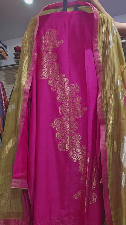 Semi Stitched Chanderi kurta