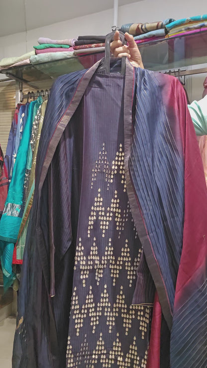 Semi Stitched Chanderi Formal Suitset