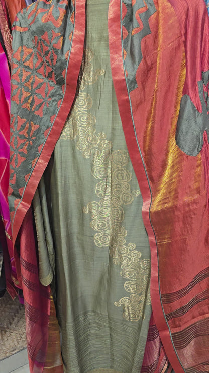 Semi Stitched Formal chanderi Suitset
