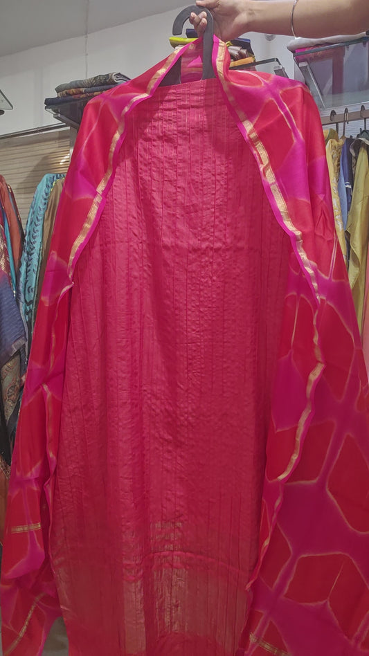 Semi Stitched Formal chanderi Suitset