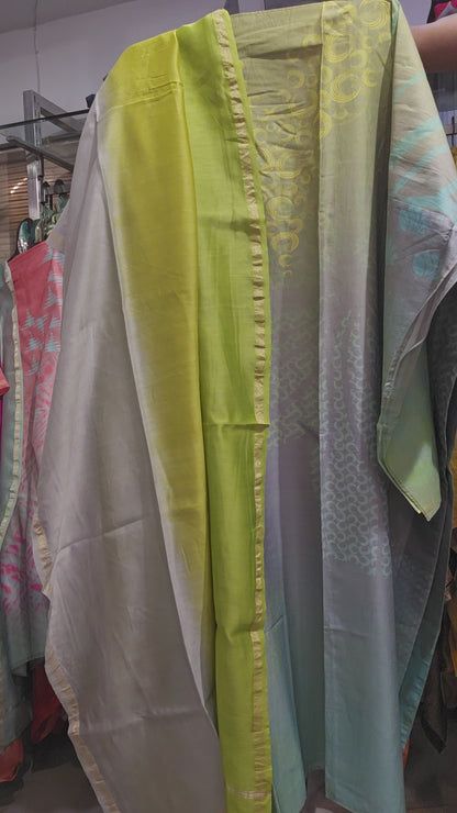 Semi Stitched Chanderi Casual Suitset