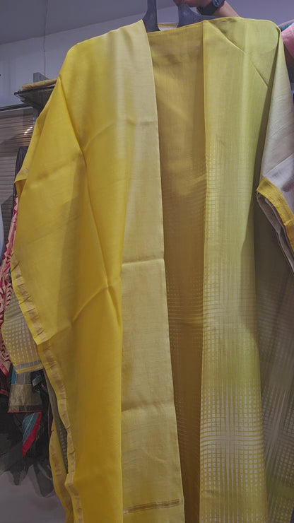 Semi Stitched Chanderi Casual Suitset