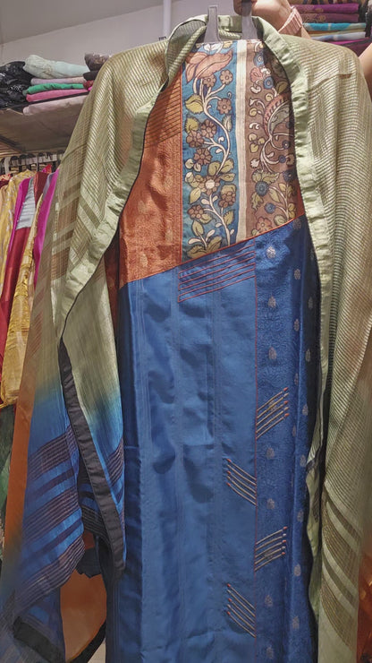 Semi Stitched Chanderi Formal Suitset