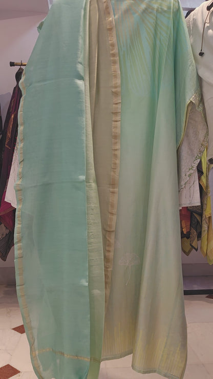 Semi Stitched Chanderi Casual Suitset