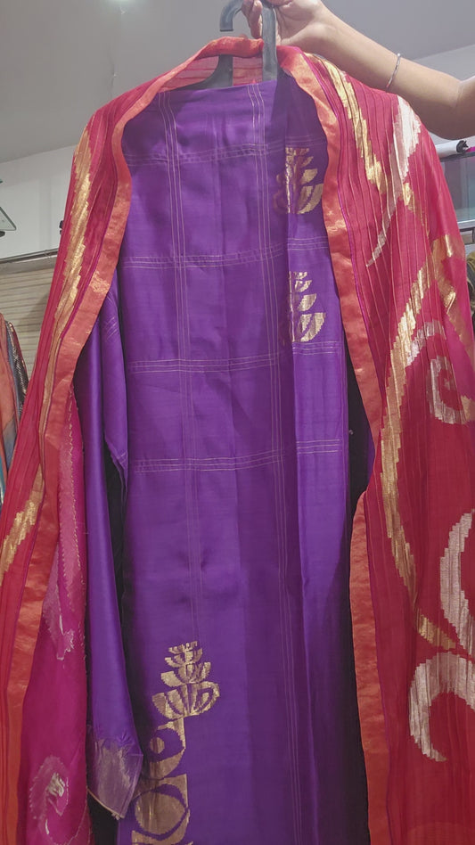 Semi Stitched Formal chanderi Suitset