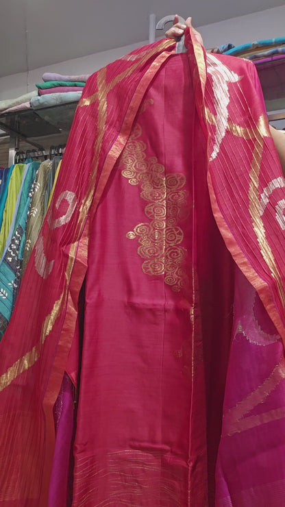Semi Stitched Chanderi kurta