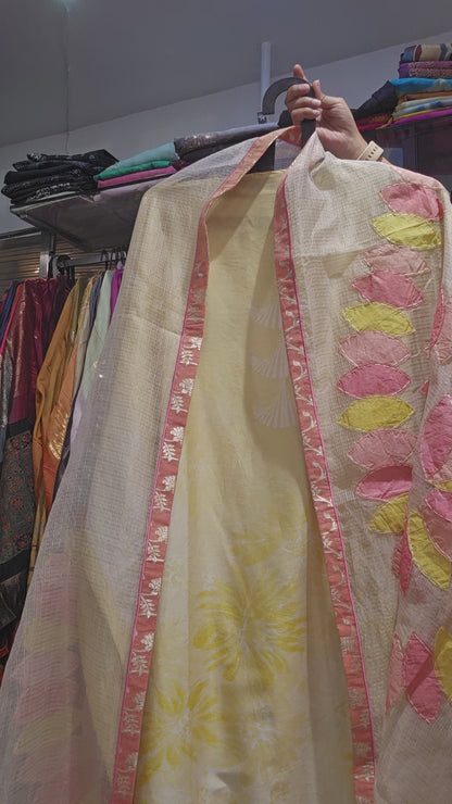 Semi Stitched Chanderi Formal Suitset