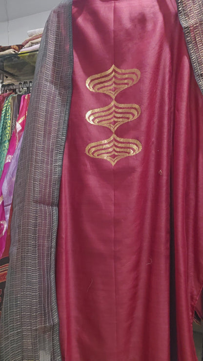 Semi Stitched Formal chanderi Suitset