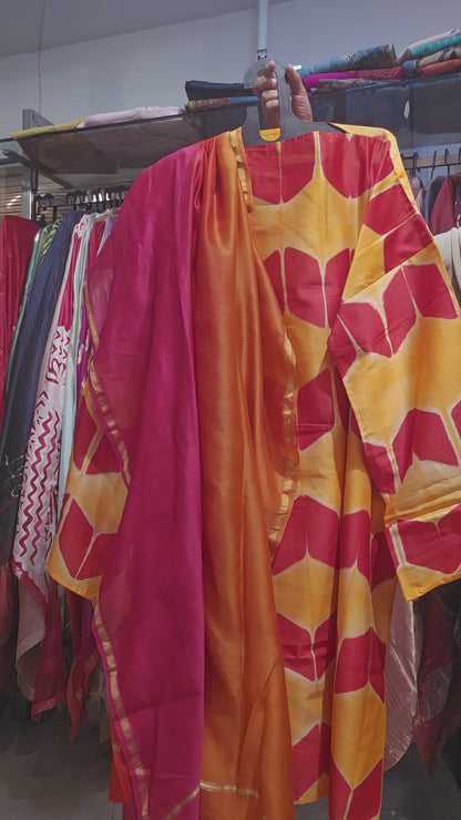 Semi Stitched Chanderi Casual Suitset
