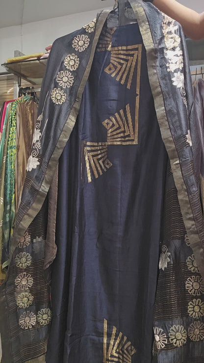 Semi Stitched Chanderi formal Suitset