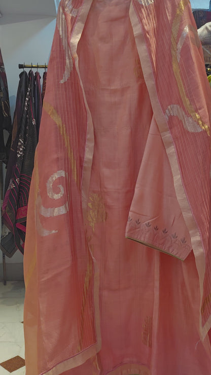 Semi Stitched Chanderi kurta