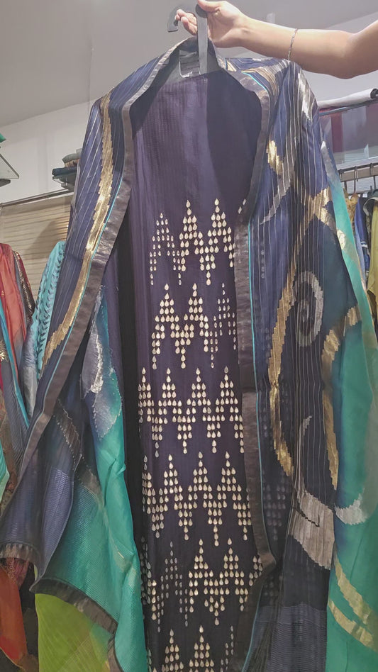 Semi Stitched Formal chanderi Suitset