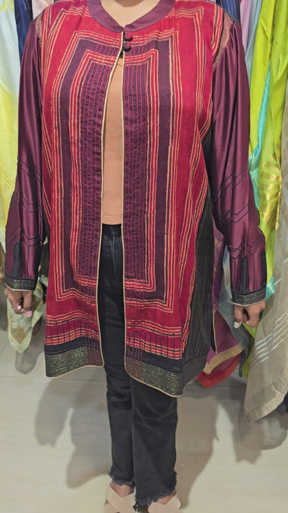 Formal Silk Ajrakh Short Jacket