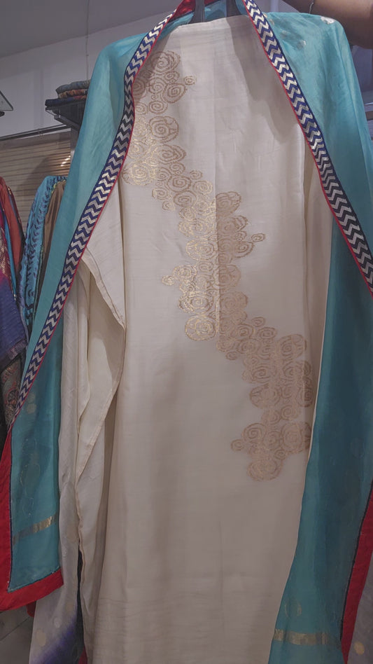 Semi Stitched Formal chanderi Suitset