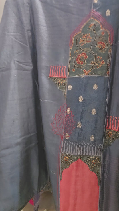 Semistitched Chanderi Ajrakh Short Tunic