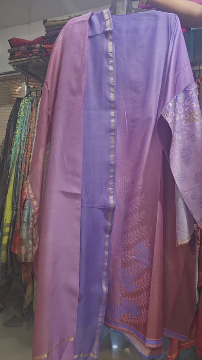 Semi Stitched Chanderi Casual Suitset