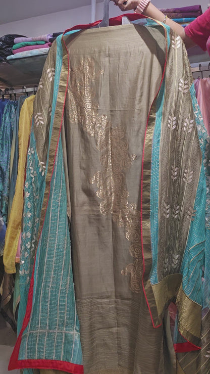 Semi Stitched Chanderi Formal Suitset