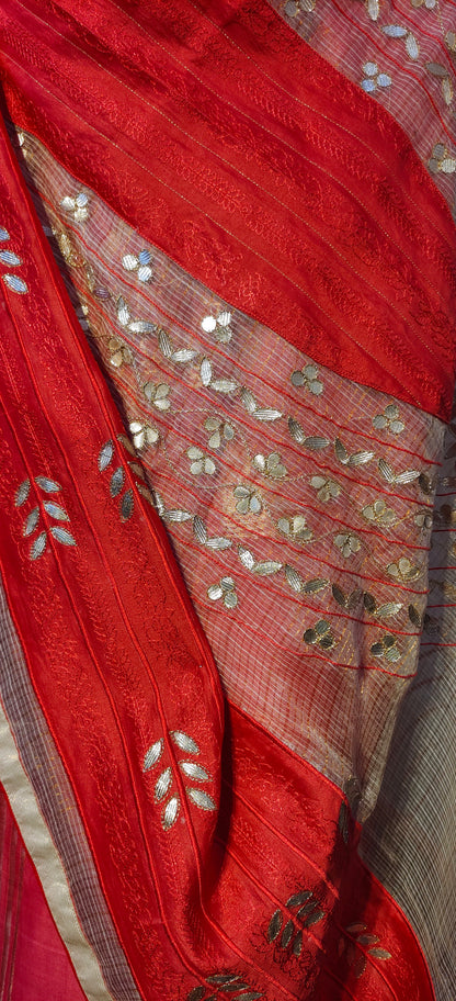 Chanderi Zari Woven Gota Dupatta