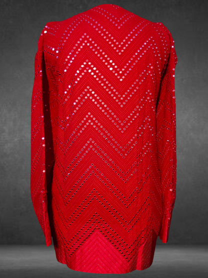 Semistitched georgette mirrorwork tunic