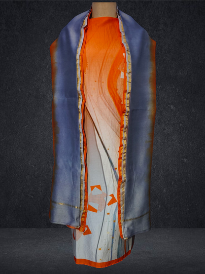 Semi Stitched Chanderi Casual Suitset